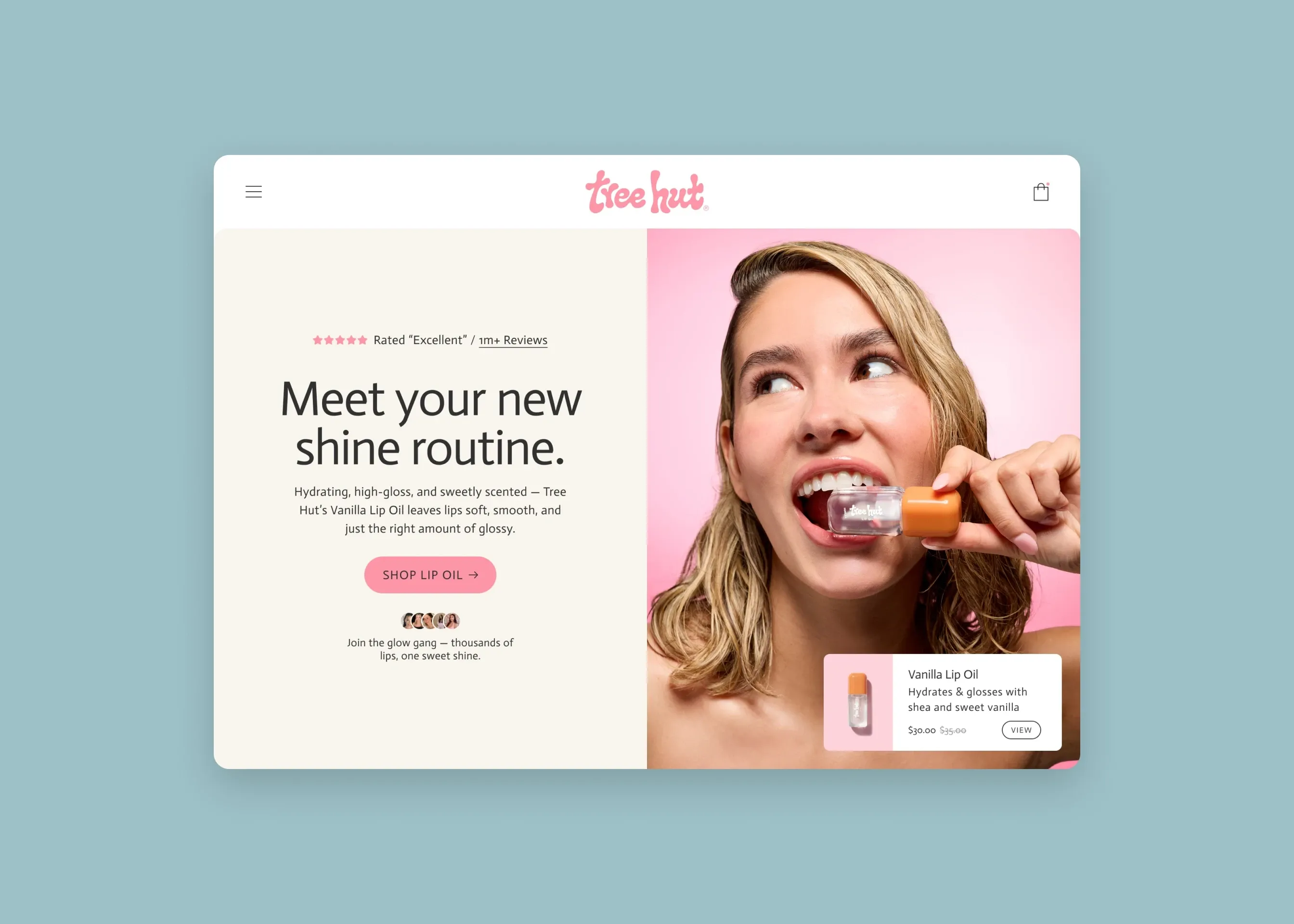 Tree Hut — desktop homepage hero
