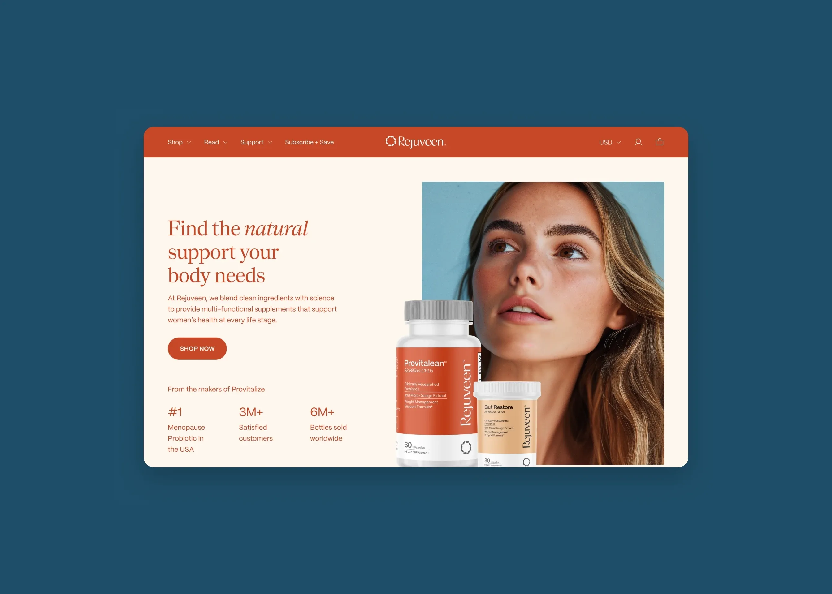 Rejuveen — desktop homepage