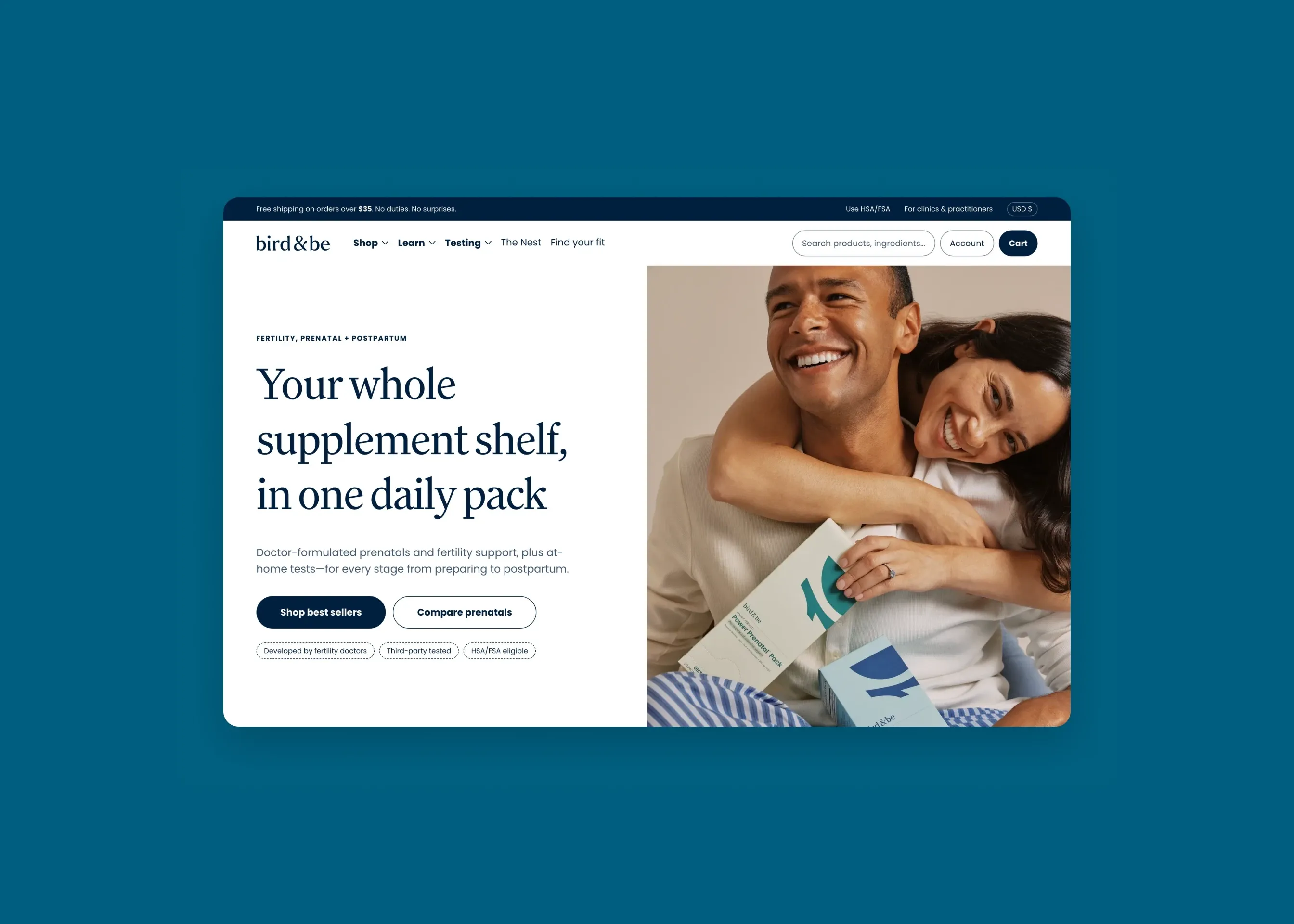 Bird&Be — desktop homepage hero
