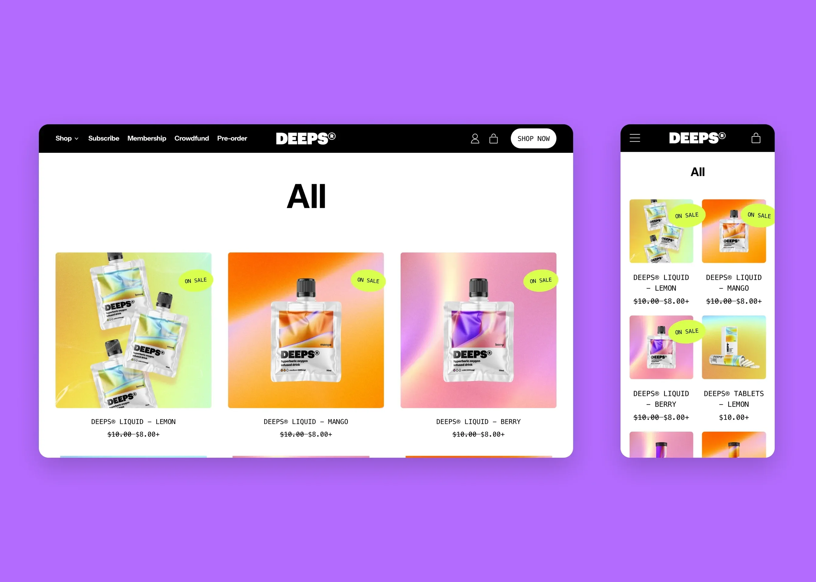 DEEPS — desktop shop all collection; mobile shop all collection