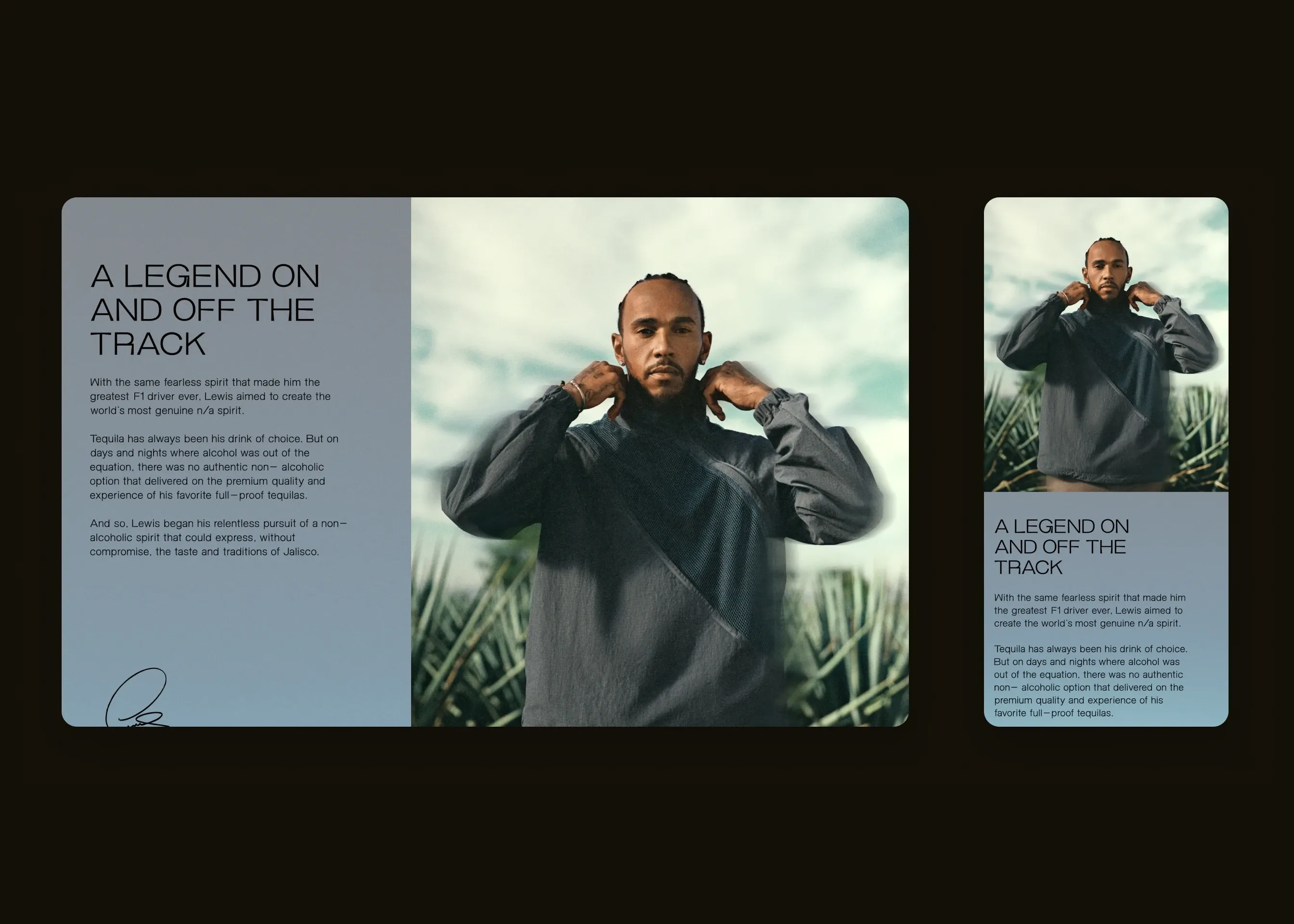 Almave — desktop A Legend On and Off the Track (Lewis Hamilton); mobile A Legend On and Off the Track (Lewis Hamilton)