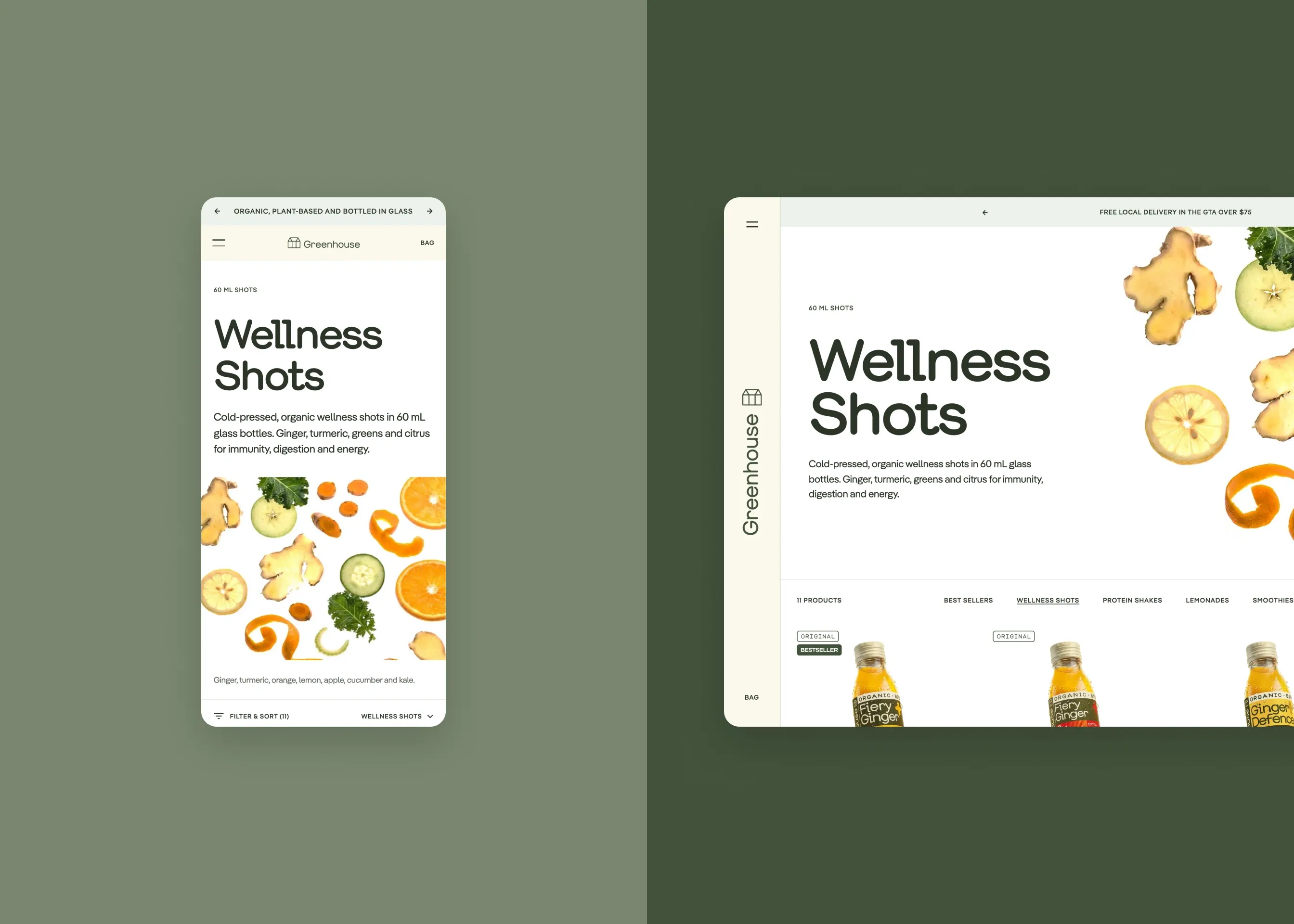 Greenhouse — mobile collection; desktop collection