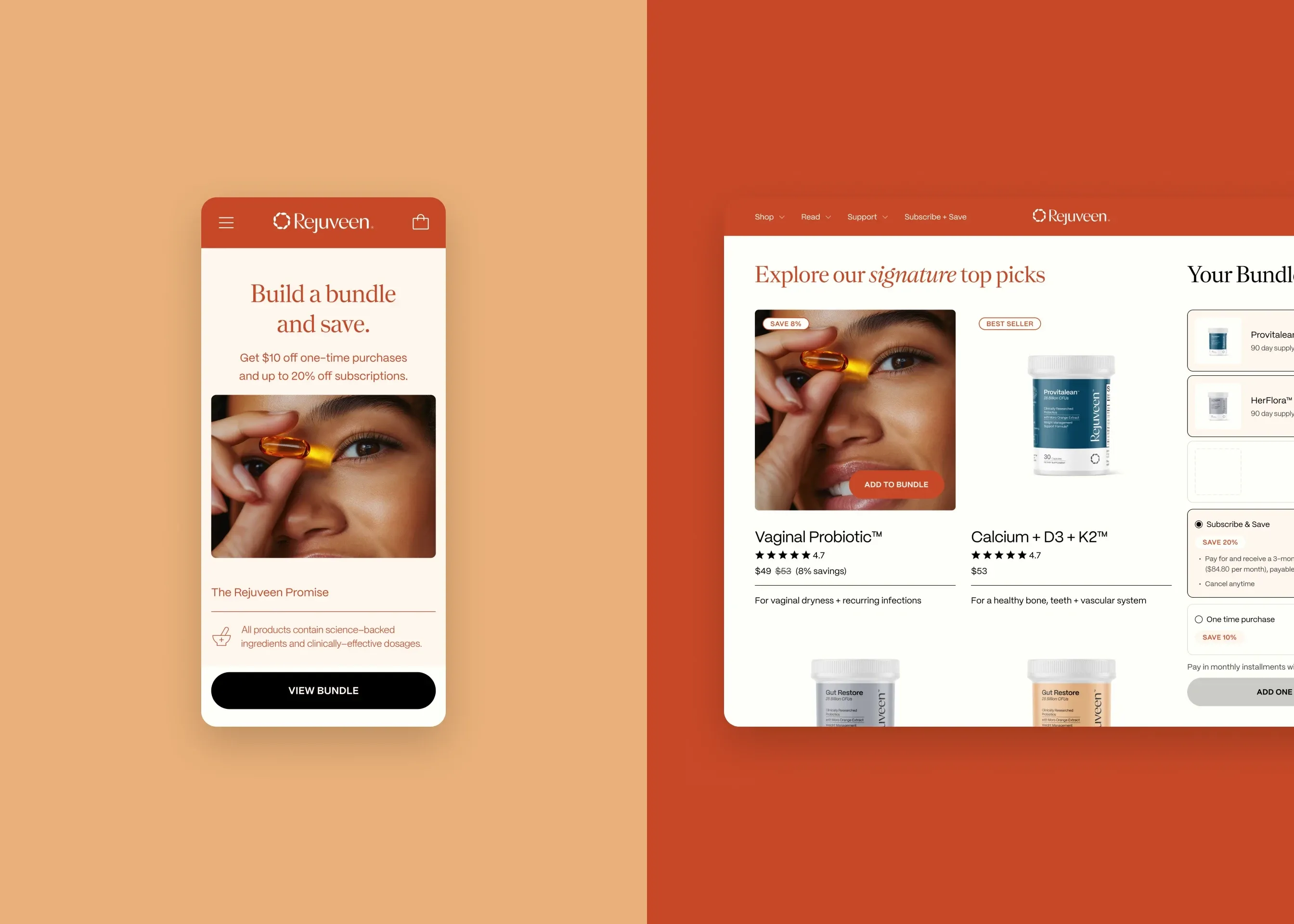 Rejuveen — mobile build a bundle; desktop build a bundle
