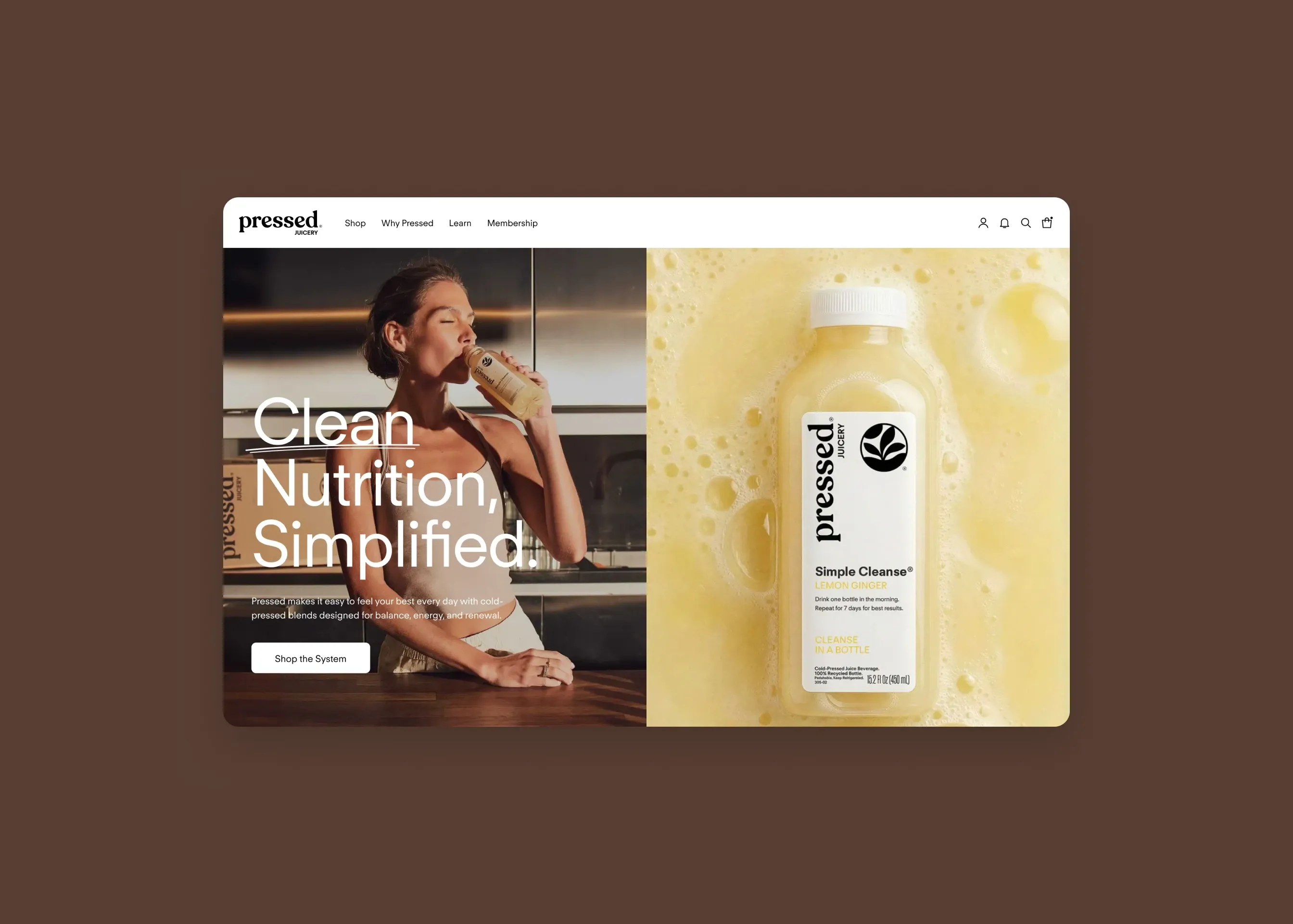 Pressed Juicery — desktop homepage