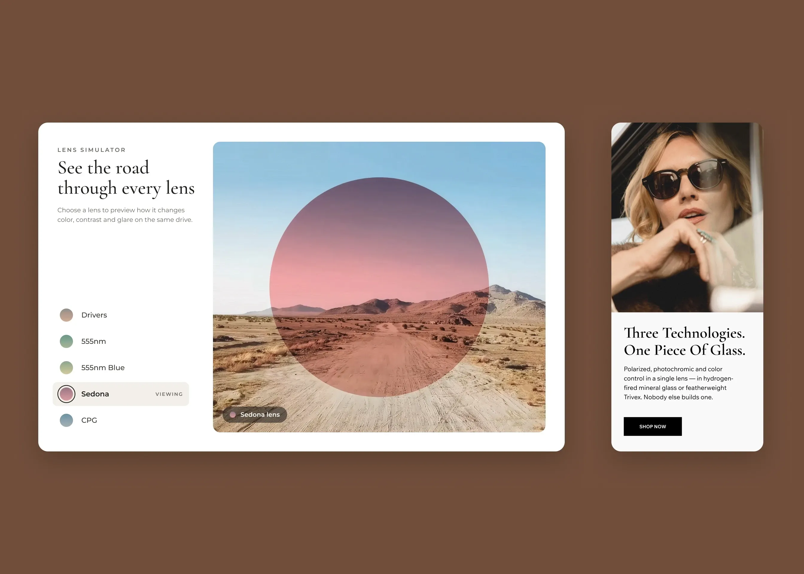 Serengeti — desktop lens simulator; mobile Three Technologies