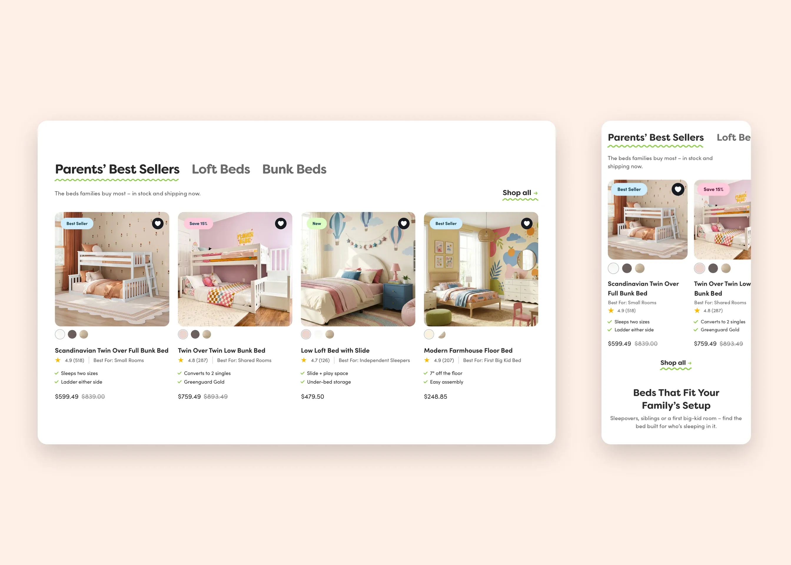 Max & Lily — desktop parents best sellers; mobile parents best sellers