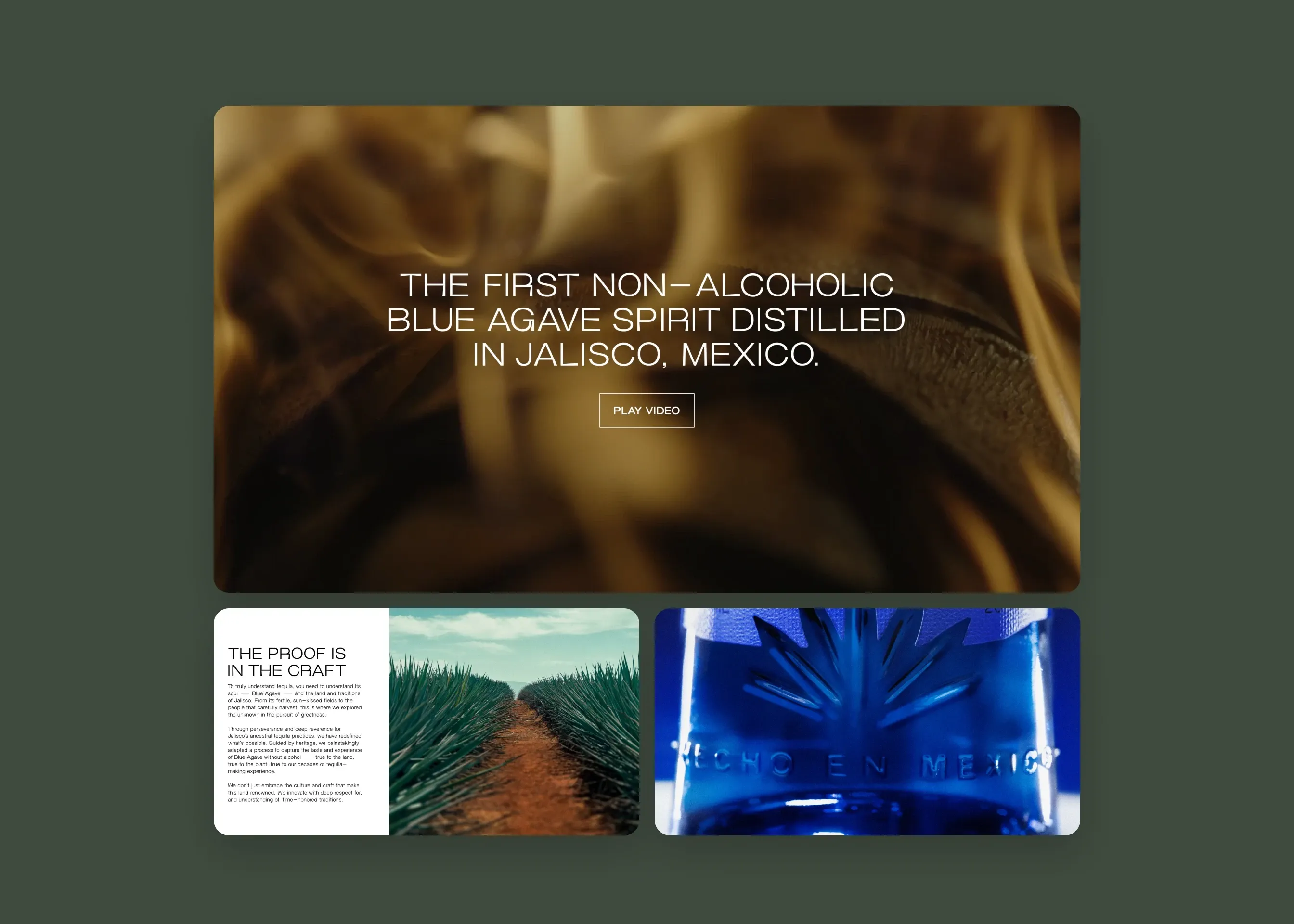 Almave — desktop story: the first non-alcoholic blue agave spirit; desktop story: the proof is in the craft; desktop Blanco bottle detail