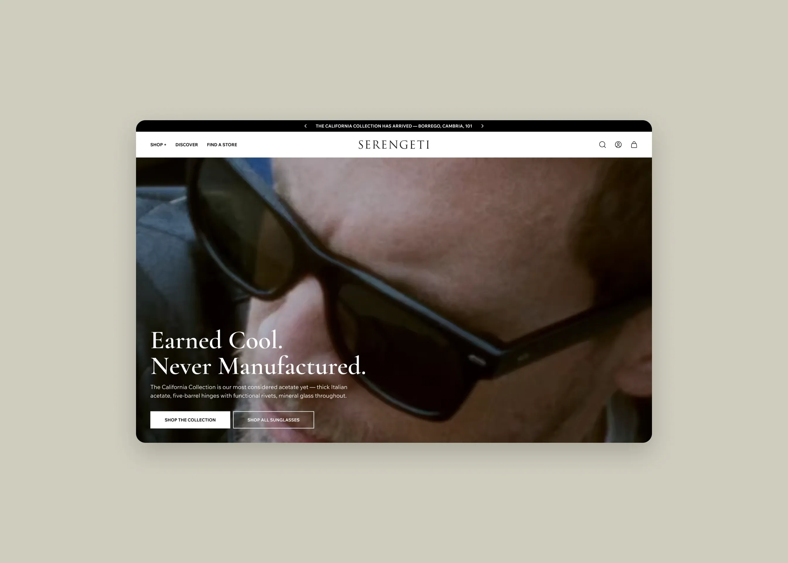 Serengeti — desktop homepage hero