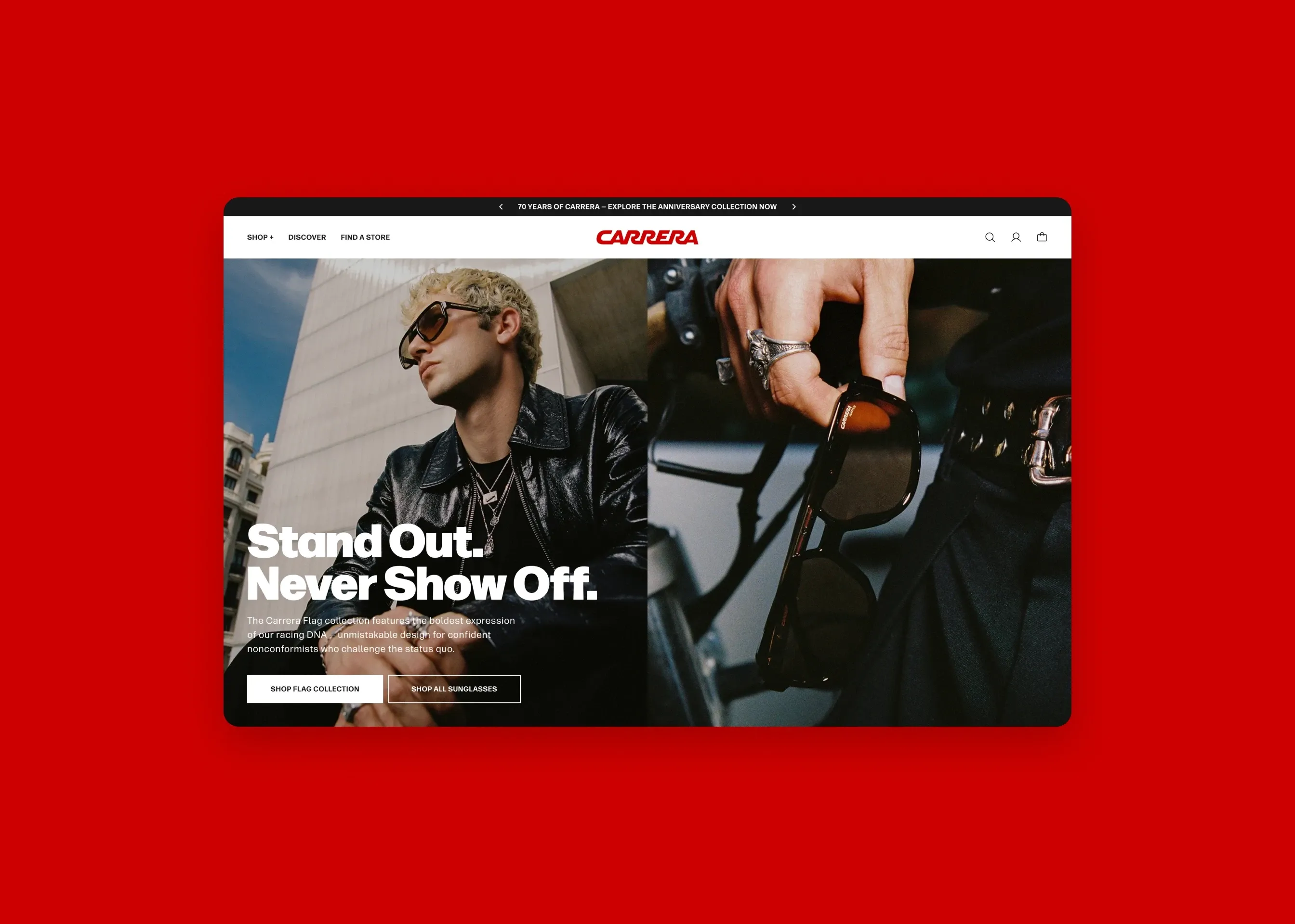 Carrera — desktop homepage hero